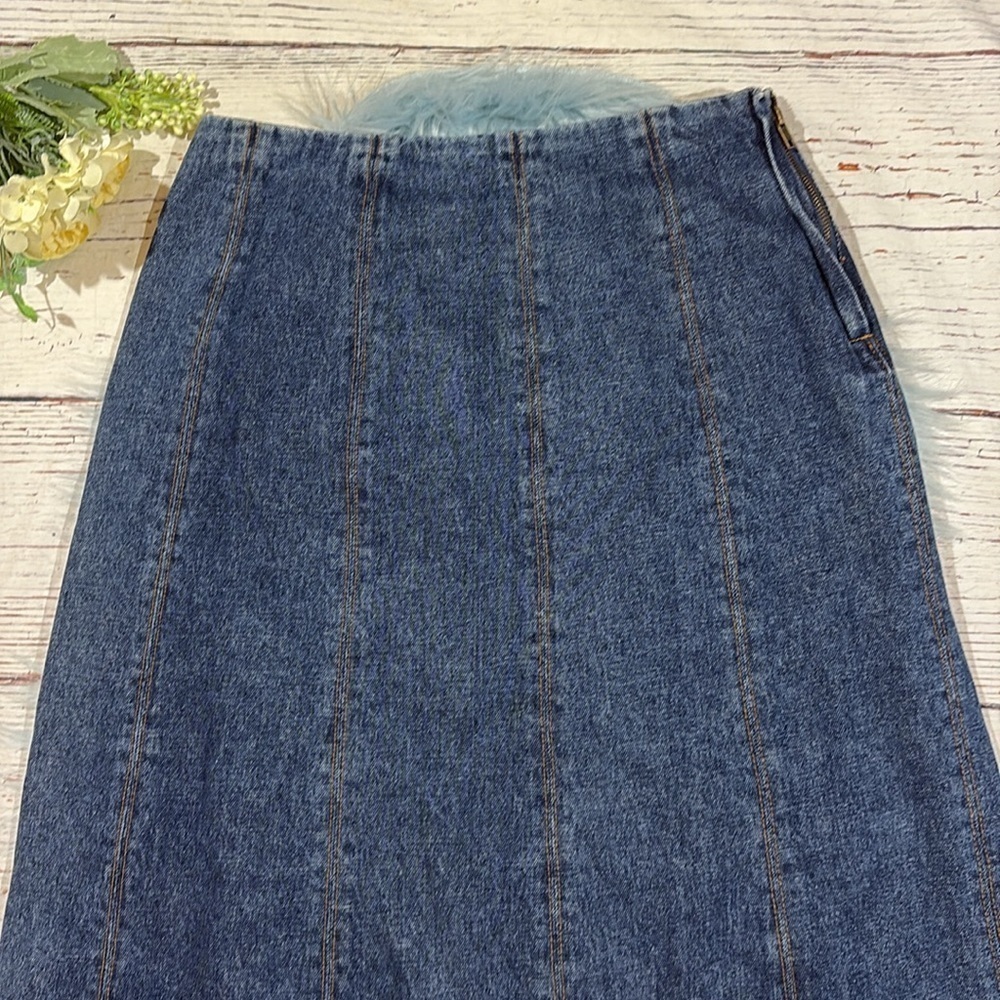 Vintage Harve Benard Denim Paneled Western Mini Skirt - Picture 4 of 7